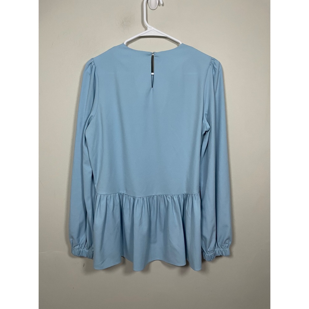 Tuckernuck Sky Blue Peplum Long-Sleeve Blouse - Picture 5 of 9